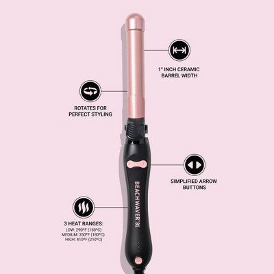 Beachwaver B1 1" Ceramic Curling Iron Midnight Rose Imperfect Box