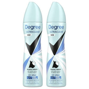 Degree Ultra Clear Black + White Pure Clean Antiperspirant & Deodorant Dry Spray 3.8oz/2ct - New