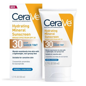 CeraVe Hydrating Mineral Tinted Face Lotion SPF 30 Deep EXP 12/2026 1.7 fl oz - Imperfect Box