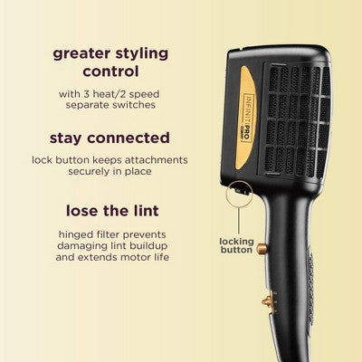 Conair 3 in 1 Styling Hair Dryer Gold 1875 Watts Imperfect Box