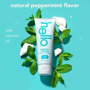 hello Antiplaque and Whitening Fluoride Free Toothpaste Natural Peppermint 5oz/2pk - Imperfect Box