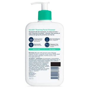 CeraVe Foaming Face Wash with Hyaluronic Acid and Niacinamide for Oily Skin 16 fl oz - Small Amount Missing