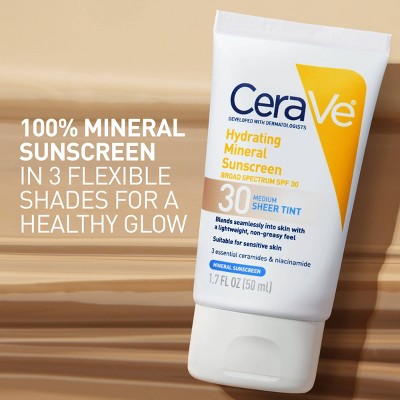 CeraVe Hydrating Mineral Tinted Face Sunscreen Lotion - SPF 30 - Medium - 1.7 fl oz