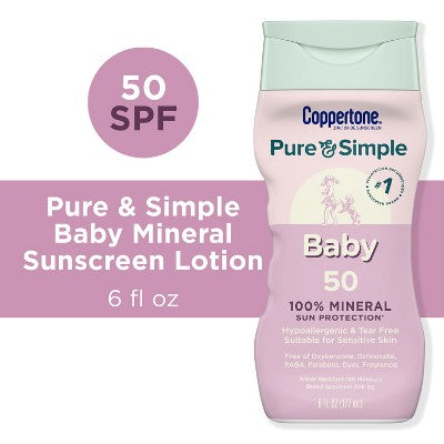 Coppertone Pure & Simple Baby Mineral SPF 50 6 fl oz - Imperfect Container