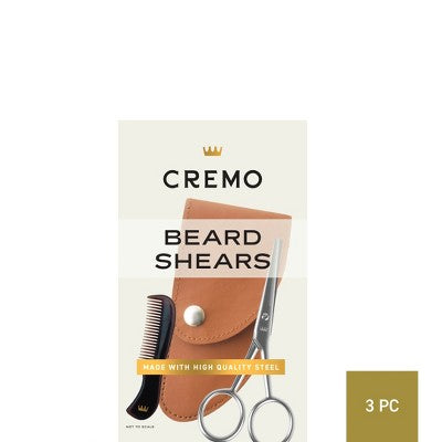 Cremo Beard and Mustache Stainless Steel Shears with Carrying Case and Comb