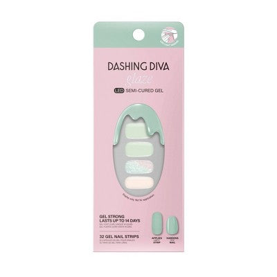 Dashing Diva Glaze Semi-Cured Gel Nail Polish Strips Emerald Marble 32ct - New