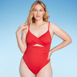 Women's Twist Detail Underwire Extra Cheeky High Leg One Piece Swimsuit - Shade & Shore