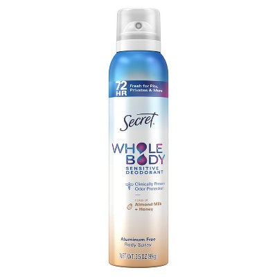 Secret Whole Body Deodorant Spray Almond Honey 3.5oz