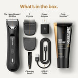 MANSCAPED The Lawn Mower 3.0 Plus Essentials Shaving Kit, SkinSafe Electric Groin and Body Hair Trimmer, Men's Grooming Gift Set - Imperfect Box