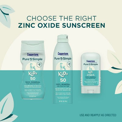 Coppertone Pure and Simple Kids Mineral Sunscreen Lotion SPF 50 6 fl oz