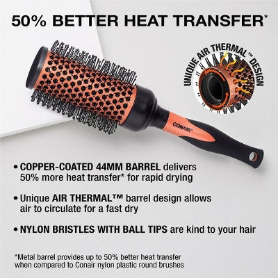 Conair Copper Pro Air Thermal Nylon Bristle Round Brush Lrg - Imperfect Box