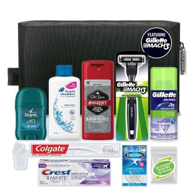 Convenience-Kits-International-Men's-Bath-and-Body-Deluxe-Travel-Kit-Trial-Size-11ct-Bath-&-Body-Gift-Sets