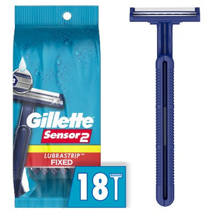 Gillette-Sensor2-Base-Fixed-Head-Men's-Disposable-Razors-18ct-Imperfect-Box-Razors-&-Razor-Blades