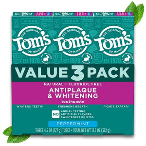 Tom's of Maine Antiplaque and Whitening Toothpaste 4.5oz 3-Pack