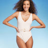 Women's Crepe Belted V-Neck One Piece Swimsuit - Shade & Shore