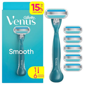 Venus Smooth Razor Handle + 6 Blade Refills - Missing Box