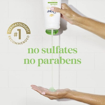 Dove Beauty Refresh Body Wash Pump Cucumber & Green Tea 24hr Lotion-Soft Skin 30.6 fl oz - Imperfect Container