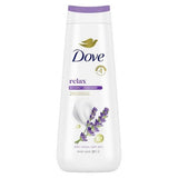 Dove Relax Body Wash Lavender & Chamomile 24hr Lotion Soft Skin 20 fl oz - Imperfect Container