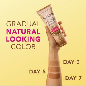 Jergens Glow Daily Moisturizer + Sunless Self Tanner Tanning Lotion Medium To Tan 7.5 fl oz - Imperfect Container