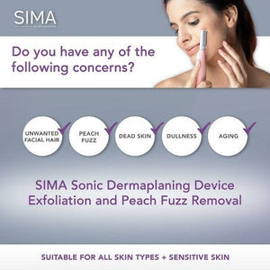 Spa Sciences SIMA Deluxe Sonic Dermaplaning Tool for Exfoliation & Peach Fuzz Removal