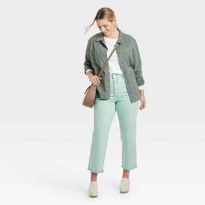 Women's High-Rise Straight Fit Cropped Jeans - Universal Thread Mint