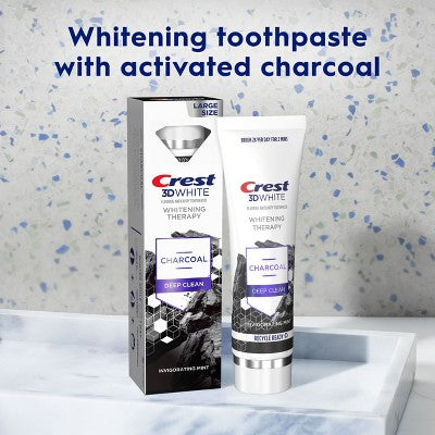 Crest 3D Whitening Therapy Charcoal Toothpaste 4.6oz 2-Pack Imperfect Box