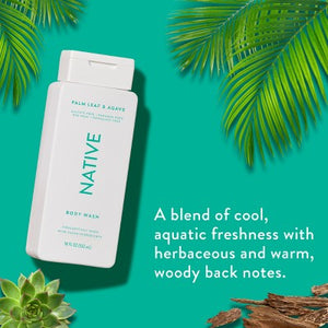 Native Body Wash for Men & Women Sulfate Free Palm Leaf & Agave 18 fl oz