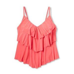 Aqua Green Women's Tankini Top Ruffles Tummy Control Swimwear UPF 50+ Swimsuit