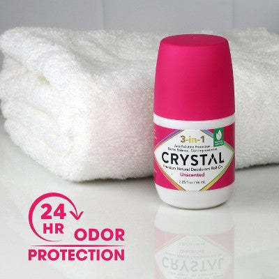 Crystal 3-in-1 Natural Mineral Roll-On Deodorant Unscented 2.25 fl oz