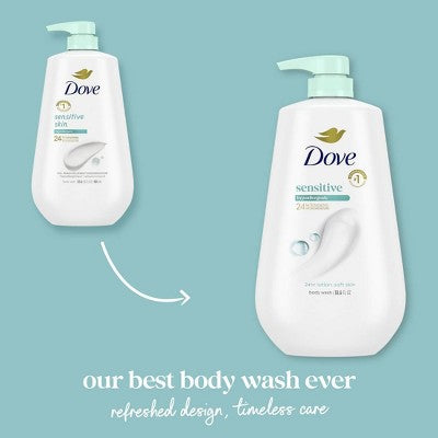 Dove Beauty Sensitive Skin Body Wash Pump Gentle Hypoallergenic Formula 24hr Lotion-Soft Skin 30.6 fl oz - Imperfect Container