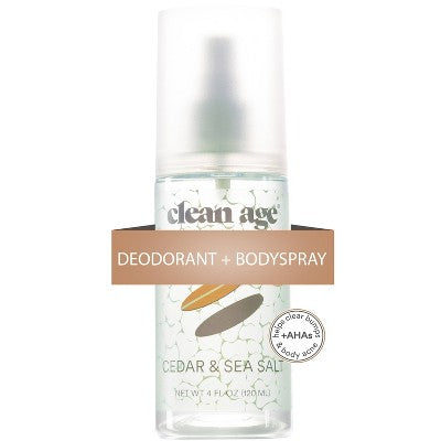 Clean Age Cedar & Sea Salt AHA Deodorant + Body Spray for Teens 4 fl oz