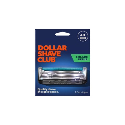 Dollar Shave Club 6-Blade Razor Refill Compatible with 4 and 6 Blade Handles 4ct Trial Size
