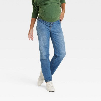 Isabel Maternity by Ingrid & Mid Rise Straight Fit Full Straight-Leg Jeans