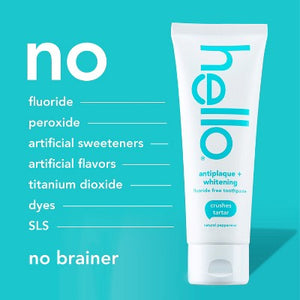 hello Antiplaque and Whitening Fluoride Free Toothpaste Natural Peppermint 5oz/2pk - Imperfect Box