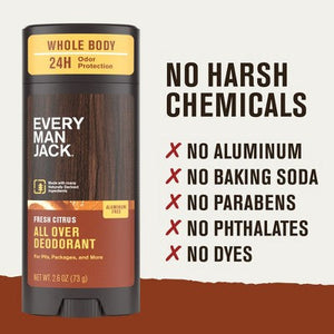 Every Man Jack All Over Solid Deodorant Fresh Citrus 2.6oz