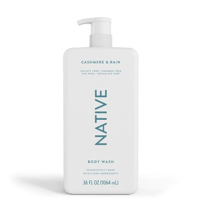Native Body Wash Cashmere & Rain Sulfate Free with Pump 36 fl oz