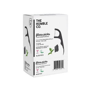 The Humble Co. Plant-Based Dental Floss Picks Charcoal 50ct/4pk - Imperfect Box