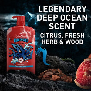 Old Spice Krakengard Body+Face Wash Deep Ocean Scent 33.4 fl