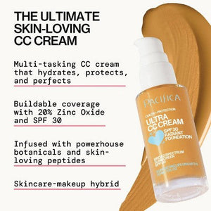 Pacifica Ultra CC Cream Radiant Foundation with SPF 17 Warm/Medium 1 fl oz - Imperfect Box