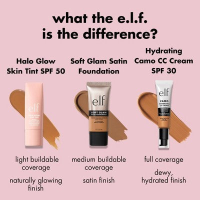 e.l.f. Halo Glow Skin Tint Foundation Mineral SPF 50 6 Light Cool 1 fl oz - Imperfect Box