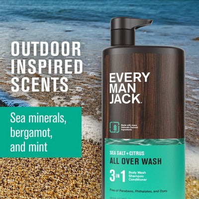 Every Man Jack Sea Salt Citrus Men's 3 in 1 All Over Wash 28.8 fl oz