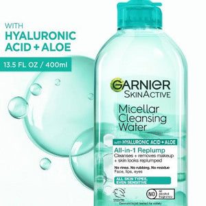Garnier SkinActive Replumping Hyaluronic Acid + Aloe Micellar Cleansing Water 23.7 fl oz - Imperfect Container