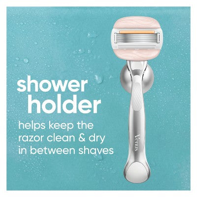 Venus Moistureglide Women's Razor Handle 2 Blade Refills + Shower Holder