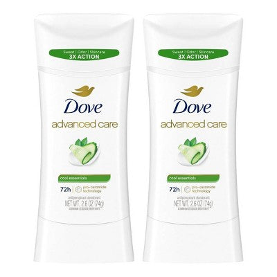 Dove Beauty Advanced Care Cool Essentials 72-Hour Women Antiperspirant & Deodorant 2.6oz 2-Pack