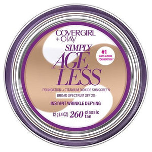COVERGIRL-+-Olay-Simply-Ageless-Wrinkle-Defying-Foundation-Compact-260-Classic-Tan-0.4oz-Imperfect-Container-Foundations-&-Concealers