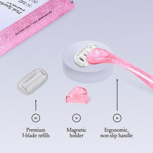 Billie Handle with Magnetic Holder Women 5 Blade Refills Reusable Razor