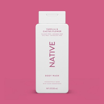 Native Body Wash Vanilla & Cactus Flower Sulfate Free 18 fl oz