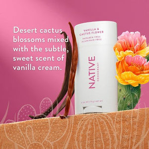 Native Solid Deodorant for Women & Men - Vanilla & Cactus Flower 2.65oz