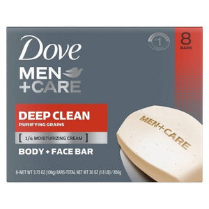 Dove Men+Care 3-in-1 Deep Clean Hand & Body + Face + Exfoliation Bar Soap 3.75oz 8pk - New