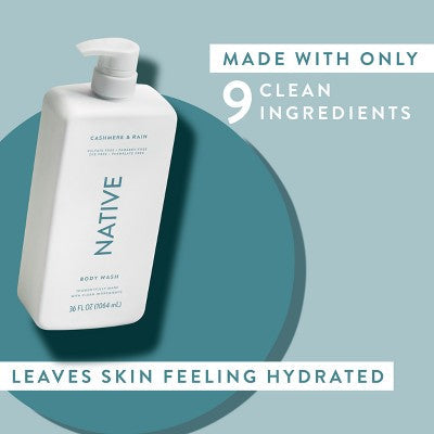 Native Body Wash Cashmere & Rain Sulfate Free with Pump 36 fl oz